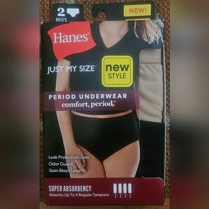 Hanes Just My Size Black and Tan Period Briefs